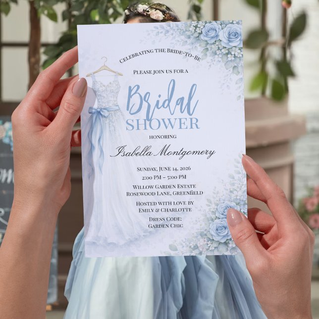 Convite Dusty Blue Bridesmaid Dress Bridal Shower (Dusty Blue Bridesmaid Dress Bridal Shower Invitation
)