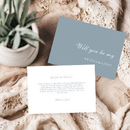 Convite Dusty Blue  Bridesmaid Proposal Card