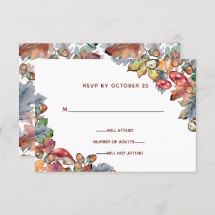 Convite Dusty Blue Burgundy Fall Mushroom Casamento rsvp