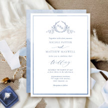Dusty Blue, Casamento de Monograma Elegante de Aqu