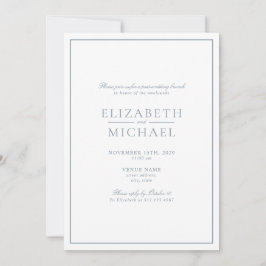 Convite Dusty Blue Classic Script Posta Casamento Brunch