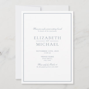 Convite Dusty Blue Classic Script Posta Casamento Brunch