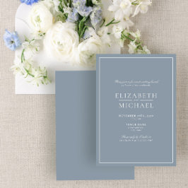 Convite Dusty Blue Classic Script Posta Casamento Brunch
