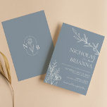 Convite Dusty Blue Clássico Minimalista Moderno Casamento<br><div class="desc">Convocação de Casamento Moderno de Boho Clássico e Minimalista Dusty Blue. Monograma atrás. Verifique se há mais itens correspondentes na coleção. (vetor monograma concebido por pikisuperstar)</div>