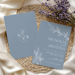 Convite Dusty Blue Clássico Minimalista Moderno Casamento<br><div class="desc">Convocação de Casamento Moderno de Boho Clássico e Minimalista Dusty Blue. Monograma atrás. Verifique se há mais itens correspondentes na coleção. (vetor monograma concebido por pikisuperstar)</div>