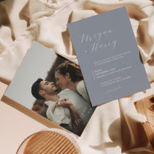 Dusty Blue Classy Script Foto Moderna Casamento
