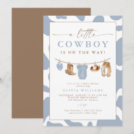Convite Dusty Blue Clothesline Little Cowboy Baby Shower