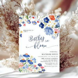 Convite Dusty Blue Cornflower Meadow Baby in Bloom Shower