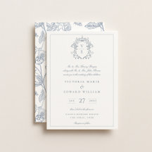 Dusty Blue Crest Casamento Monograma