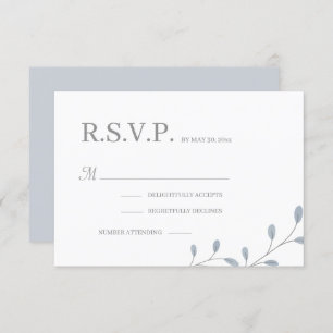 Convite Dusty Blue deixa RSVP de Casamento Chic Minimalist