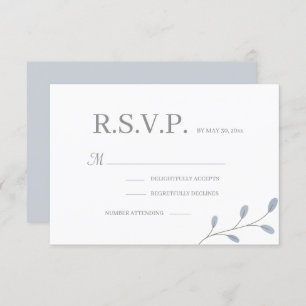 Convite Dusty Blue deixa RSVP de Casamento Minimalista