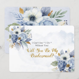 Convite Dusty Blue Dourado Peony Você Será Minha Porta-Pon