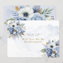 Convite Dusty Blue Dourado Peony Você Será Minha Porta-Pon