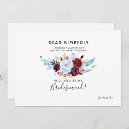 Convite Dusty Blue e Burgundy Você será minha madrinha