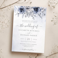 Dusty Blue E Marinho Floral Elegante