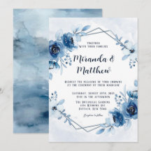 Dusty Blue e Marinho Watercolor Peonies Casados In