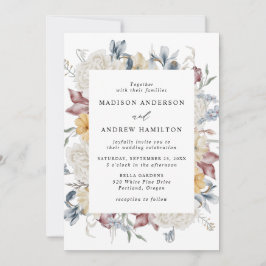 Convite Dusty Blue e Mauve Wildflower Meadow Wedding