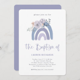 Convite Dusty Blue e Purple Boho | Batismo arco-íris