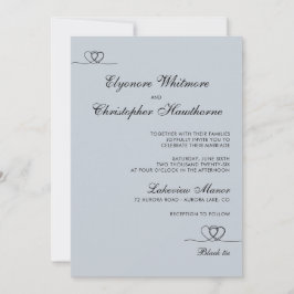 Convite Dusty Blue Elegant Chic Calligraphy Wedding