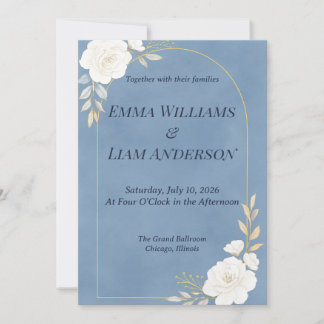 Convite Dusty Blue Elegant Minimalist Wedding Invitation