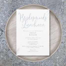 Convite Dusty Blue Elegant Script Bridesmaids Luncheon