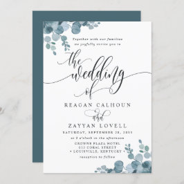 Convite Dusty Blue Eucalyptus Greenery Casamento
