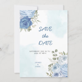 Convite Dusty Blue Eucalyptus Greenery Casamento I