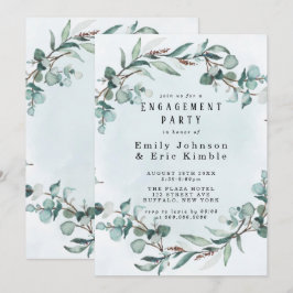 Convite Dusty Blue Eucalyptus Greenery Festa de noivado