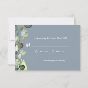 Convite Dusty Blue Eucalyptus Greenery RSVP Simple