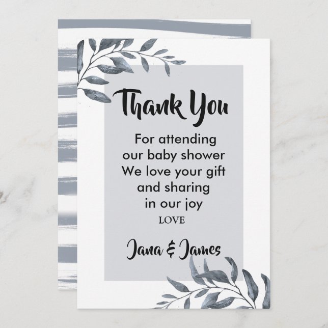 Convite Dusty Blue Eucalyptus obrigado você (Frente/Verso)