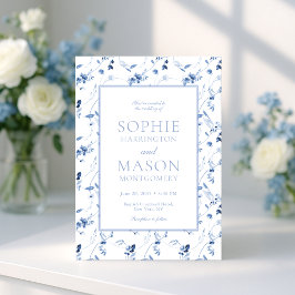 Convite Dusty Blue Fine Art Floral Wedding Invitation