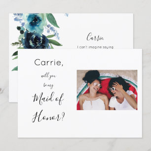 Convite Dusty Blue Floral 2 Madrinha de casamento Proposta