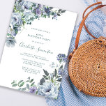 Convite Dusty Blue Floral 60ª Festa de Aniversário<br><div class="desc">Rosas azuis,  peônias e flores silvestres adoram um convite floral. Todo o texto é editável e o convite pode ser adquirido como download digital.</div>