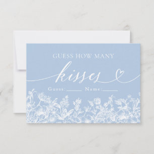 Convite Dusty Blue Floral adivinha quantos beijos