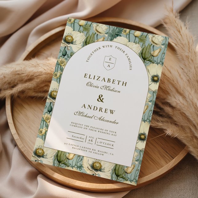 Convite Dusty Blue Floral Arch Garden Wedding (Criador carregado)