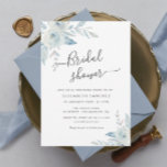 Convite dusty blue floral bridal shower invitation<br><div class="desc">A beautiful design with lovely hand painted dusty blue flowers with black text in the middle. The text and green back color can be edited along with other features of this template.</div>