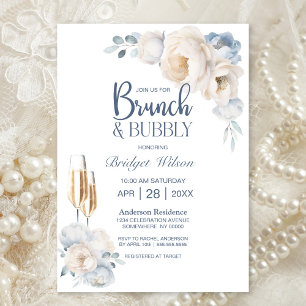 Convite Dusty Blue Floral Brunand Bubble