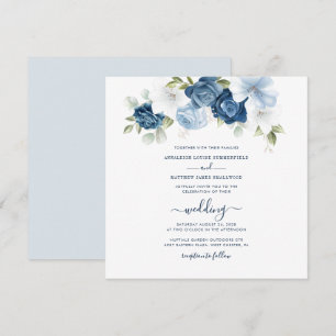 Convite Dusty Blue Floral Casamento