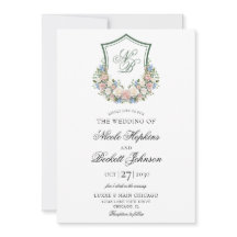 Dusty Blue Floral Crest Casamento