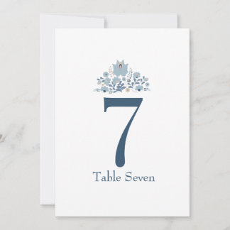 Convite Dusty Blue Floral Custom Table Number