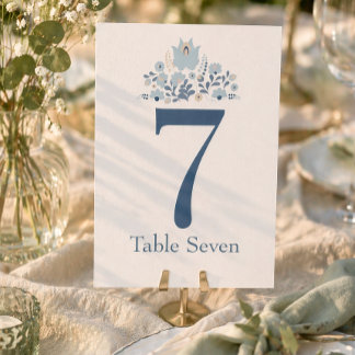Convite Dusty Blue Floral Custom Table Number
