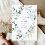 Convite Dusty Blue Floral Greenery Casamento<br><div class="desc">Rosas Florais Dusty Blue e Eucalyptus Botanical Greenery Watercolor Primavera ou Summer Wedding Invices - inclui uma bela e elegante tipografia com flores botânicas tropicais modernas e verde para a celebração especial do dia do casamento.</div>