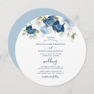 Convite Dusty Blue Floral Modern Wedn