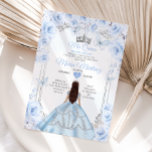 Convite Dusty Blue Floral Princesa Mis Quince 15 Anos<br><div class="desc">Dusty Blue Floral Princess Mis Quince 15 Anos Convite Mis Quince 15 Anos,  16ª Borboleta de Aniversário.</div>