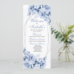 Convite Dusty Blue Floral Quinceanera