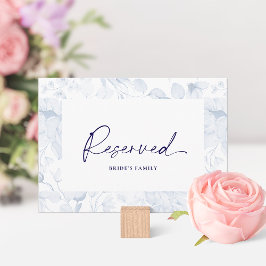 Convite Dusty Blue Floral Reserved Seating Card