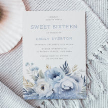 Dusty Blue Floral Sweet 16 Partido Dezesseis