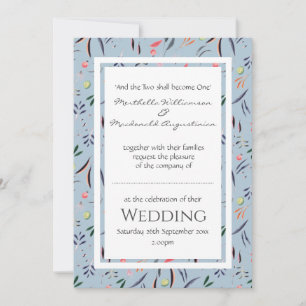 Convite Dusty Blue Floral WEDDING