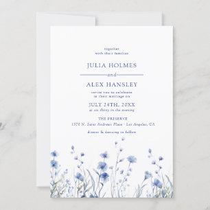 Convite Dusty Blue Floral Wedding