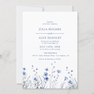 Convite Dusty Blue Floral Wedding